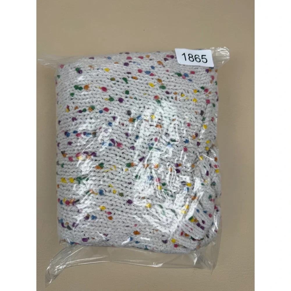 Seven7 XL Confetti Knit Sweater Rainbow Dot Oversized Crewneck Cream